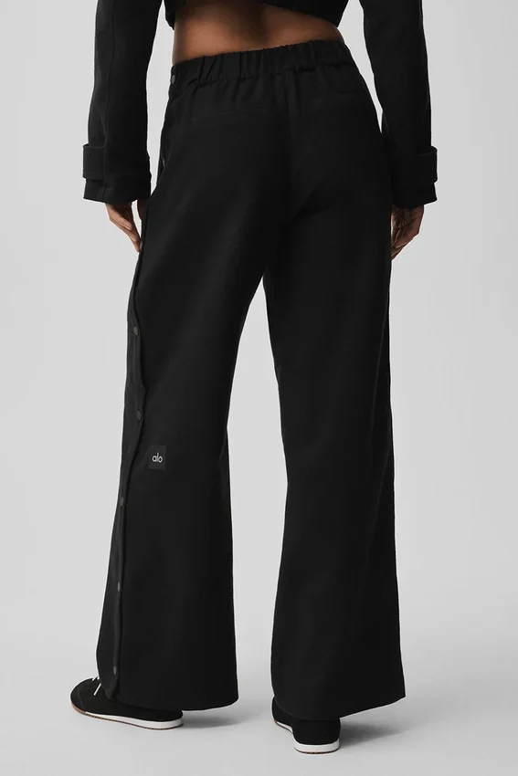 Pantaloni Cosmopolitan a vita media con bottoni a pressione - Nero