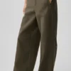Pantaloni Cosmopolitan a vita media con bottoni a pressione - Olive Tree