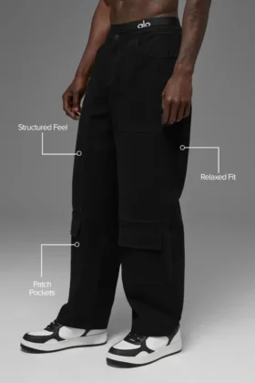 Pantaloni da carpentiere in tela di cotone – Nero