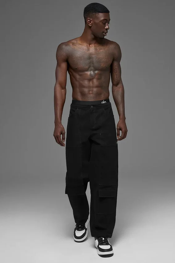 Pantaloni da carpentiere in tela di cotone - Nero