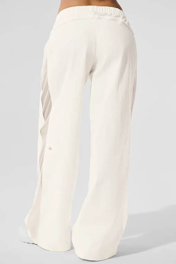 Pantaloni da ginnastica High-Waist a gamba larga - Avorio