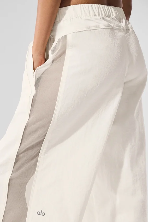 Pantaloni da ginnastica High-Waist a gamba larga - Avorio