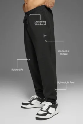 Pantaloni da jogging da casa a trama a nido d’ape – Nero