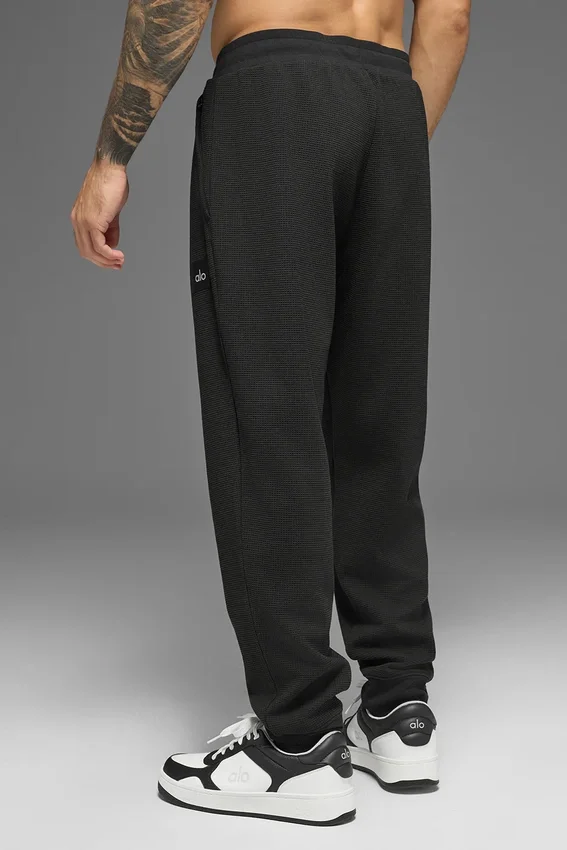 Pantaloni da jogging da casa a trama a nido d’ape - Nero