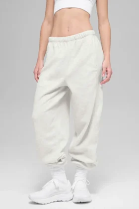 Pantaloni da jogging Retreat High-Waist in pile polare – Grigio melange bianco