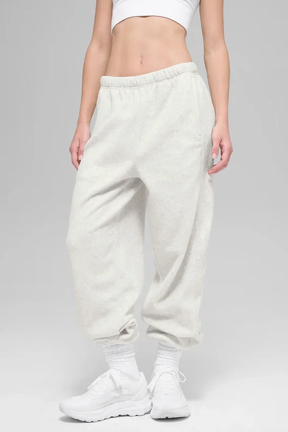 Pantaloni da jogging Retreat High-Waist in pile polare - Grigio melange bianco