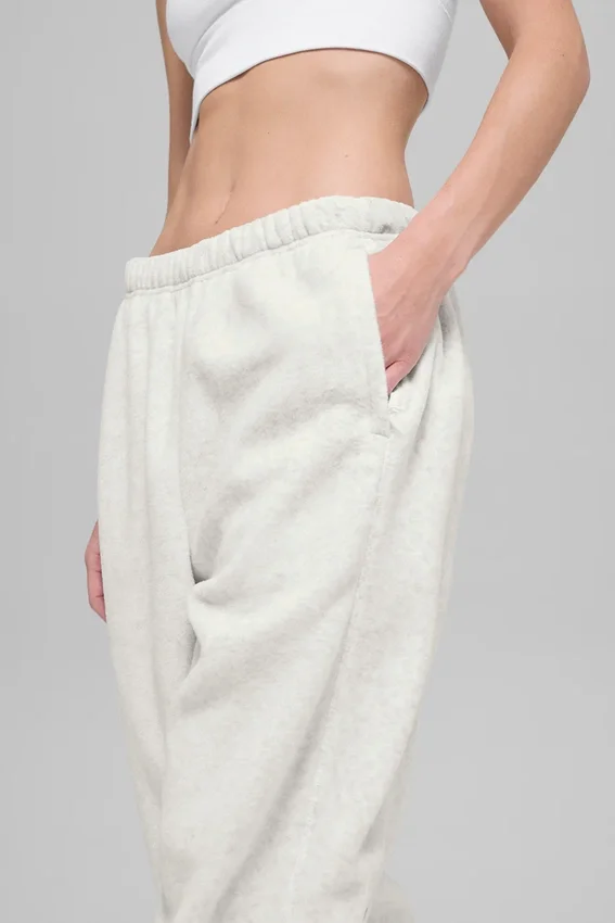 Pantaloni da jogging Retreat High-Waist in pile polare - Grigio melange bianco