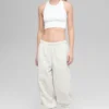 Pantaloni da jogging Retreat High-Waist in pile polare - Grigio melange bianco