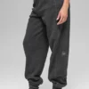 Pantaloni da jogging Retreat in pile polare High-Waist - Grigio scuro melange