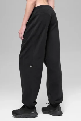 Pantaloni da jogging Retreat in pile polare High-Waist - Nero