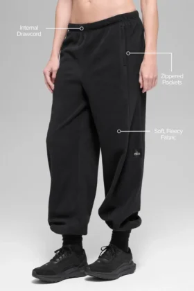 Pantaloni da jogging Retreat in pile polare High-Waist – Nero