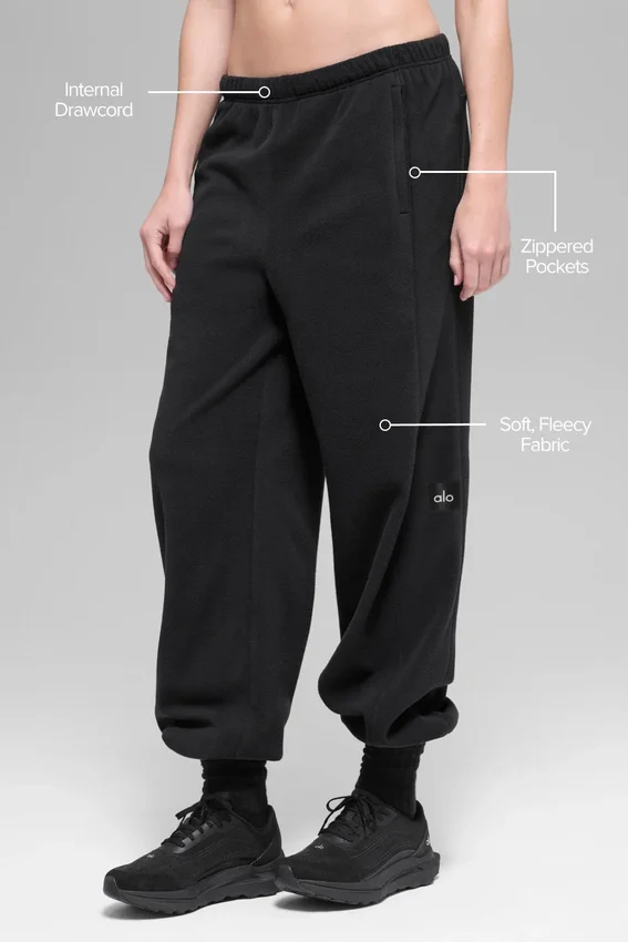 Pantaloni da jogging Retreat in pile polare High-Waist - Nero
