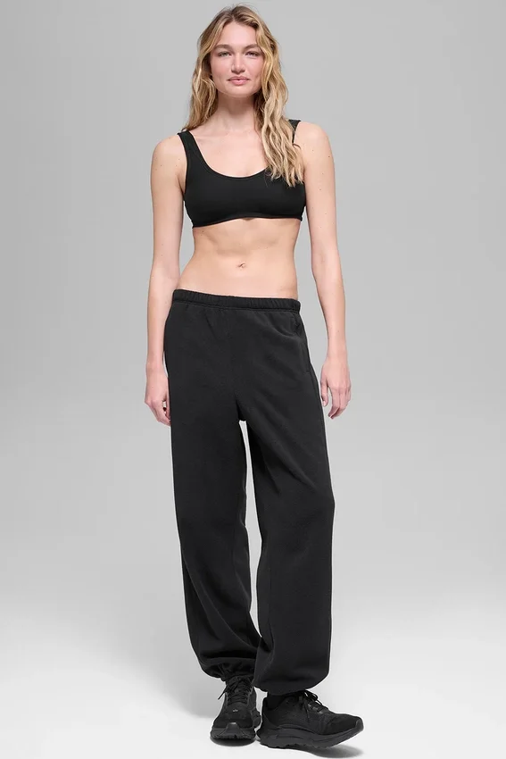 Pantaloni da jogging Retreat in pile polare High-Waist - Nero