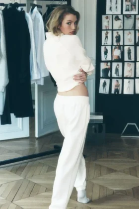 Pantaloni da jogging Waffle Weekend Escape - Avorio