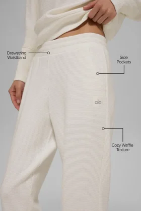 Pantaloni da jogging Waffle Weekend Escape – Avorio