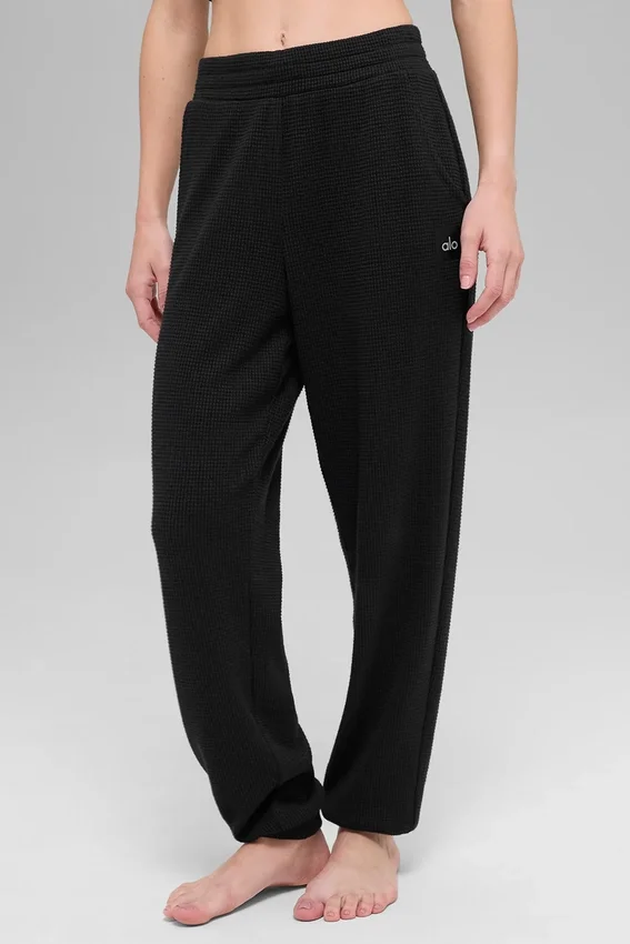 Pantaloni da jogging Waffle Weekend Escape - Nero