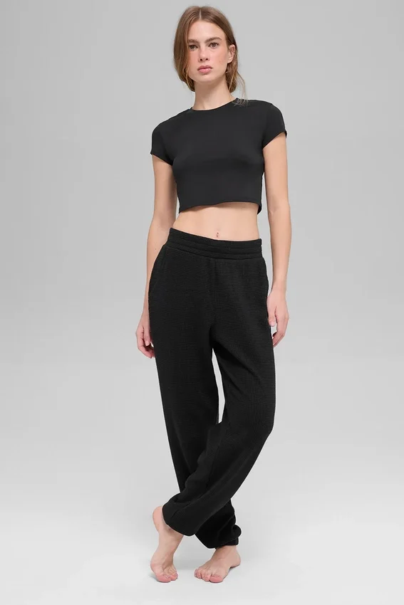 Pantaloni da jogging Waffle Weekend Escape - Nero
