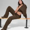 Pantaloni della tuta a gamba dritta con righe sottili - Righe sottili color espresso