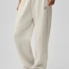 Pantaloni della tuta a gamba dritta gessati - Gessato color osso