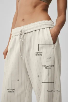 Pantaloni della tuta a gamba dritta gessati – Gessato color osso