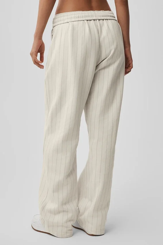 Pantaloni della tuta a gamba dritta gessati - Gessato color osso