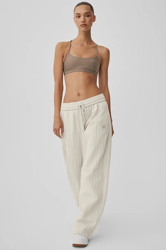 Pantaloni della tuta a gamba dritta gessati - Gessato color osso
