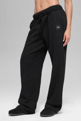 Pantaloni della tuta a gamba dritta gessati - Gessato nero