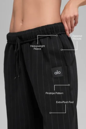 Pantaloni della tuta a gamba dritta gessati – Gessato nero