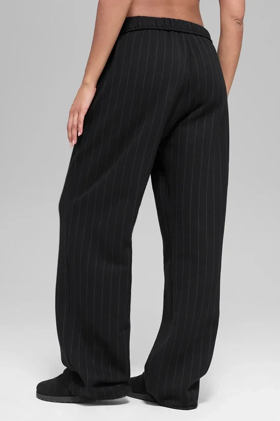 Pantaloni della tuta a gamba dritta gessati - Gessato nero