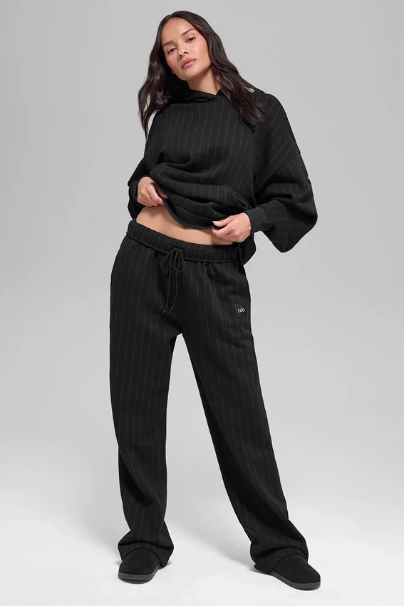 Pantaloni della tuta a gamba dritta gessati - Gessato nero