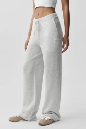 Pantaloni della tuta della linea New Class in misto lana e cashmere - Bianco melange