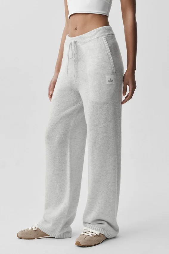 Pantaloni della tuta della linea New Class in misto lana e cashmere - Bianco melange