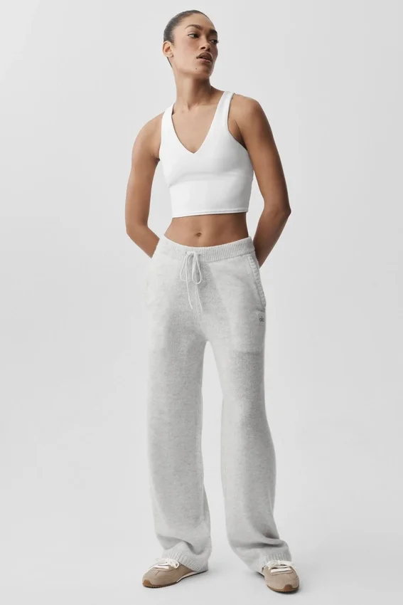 Pantaloni della tuta della linea New Class in misto lana e cashmere - Bianco melange