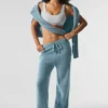 Pantaloni della tuta della linea New Class in misto lana e cashmere - Blu celeste melange granito