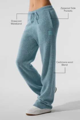 Pantaloni della tuta della linea New Class in misto lana e cashmere – Blu celeste melange granito