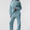 Pantaloni della tuta della linea New Class in misto lana e cashmere - Blu celeste melange granito