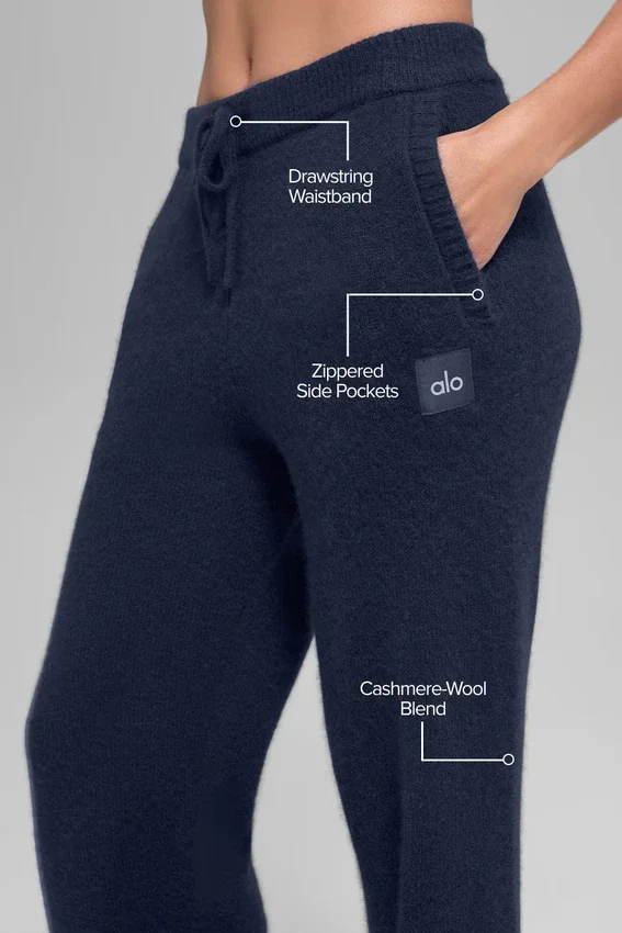 Pantaloni della tuta della linea New Class in misto lana e cashmere - Blu navy