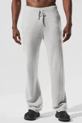 Pantaloni della tuta della linea New Class in misto lana e cashmere - Grigio perla melange