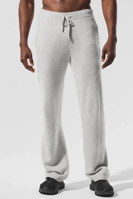 Pantaloni della tuta della linea New Class in misto lana e cashmere - Grigio perla melange