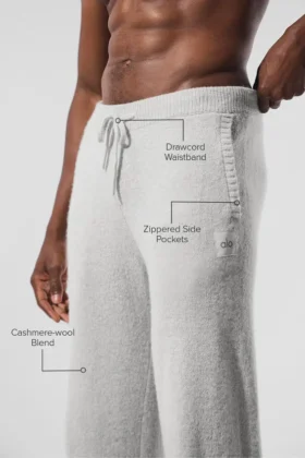 Pantaloni della tuta della linea New Class in misto lana e cashmere – Grigio perla melange