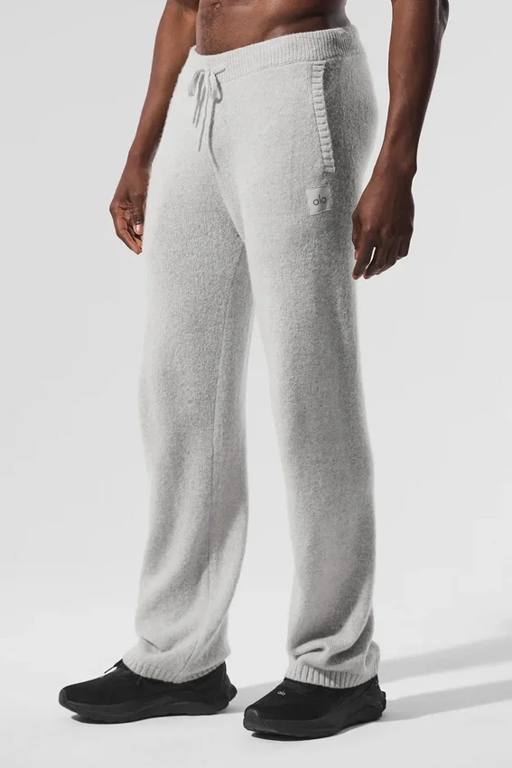 Pantaloni della tuta della linea New Class in misto lana e cashmere - Grigio perla melange