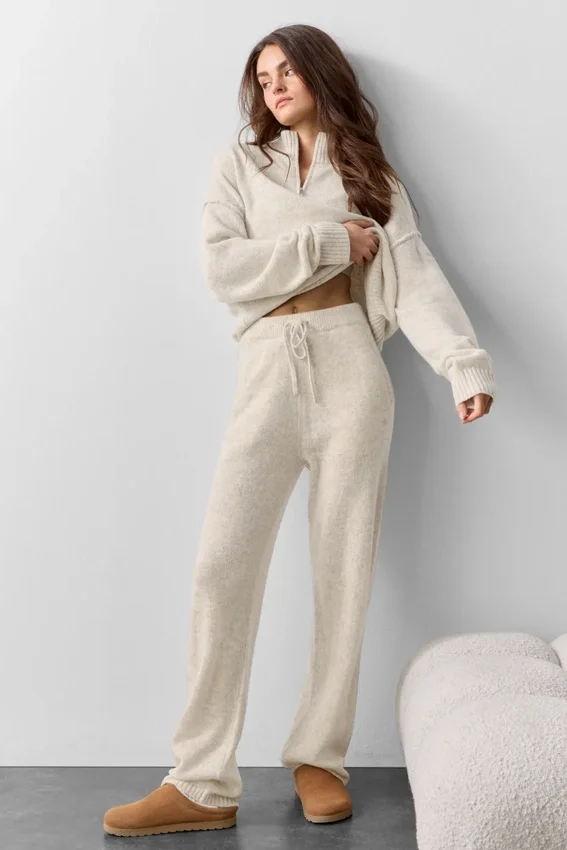 Pantaloni della tuta della linea New Class in misto lana e cashmere - Oatmeal Heather