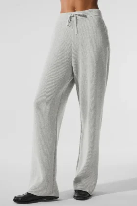 Pantaloni della tuta Domain in maglia a coste - Grigio melange sportivo