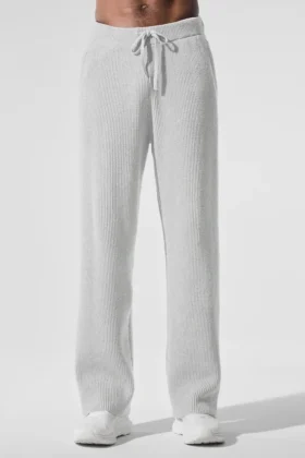 Pantaloni della tuta Domain in maglia a coste - Grigio melange sportivo