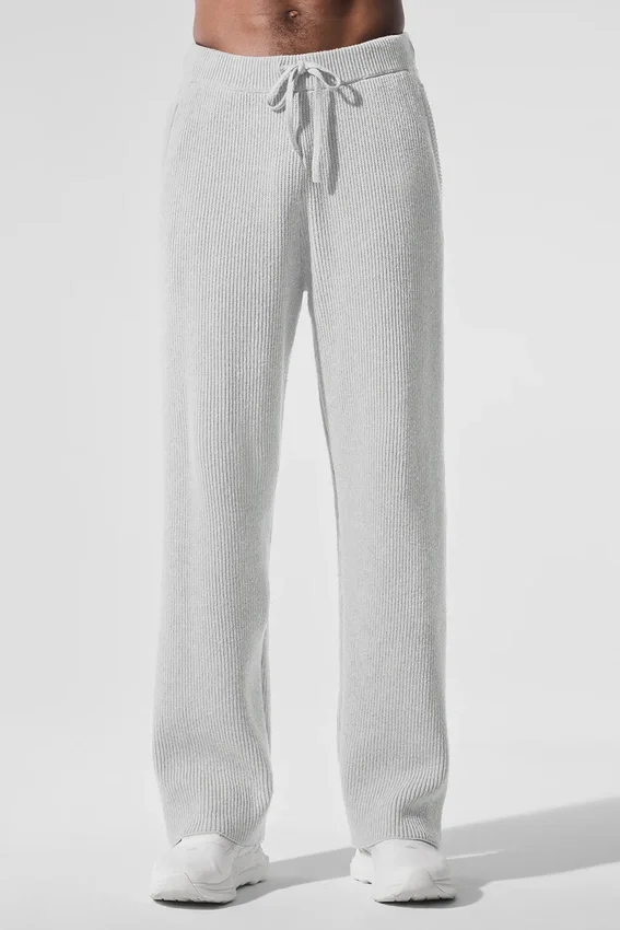 Pantaloni della tuta Domain in maglia a coste - Grigio melange sportivo
