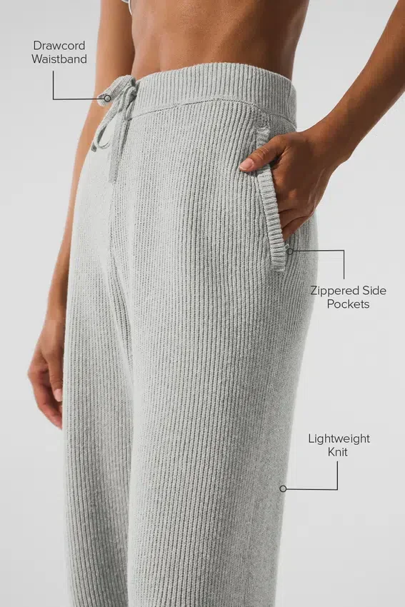 Pantaloni della tuta Domain in maglia a coste - Grigio melange sportivo