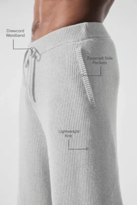 Pantaloni della tuta Domain in maglia a coste – Grigio melange sportivo