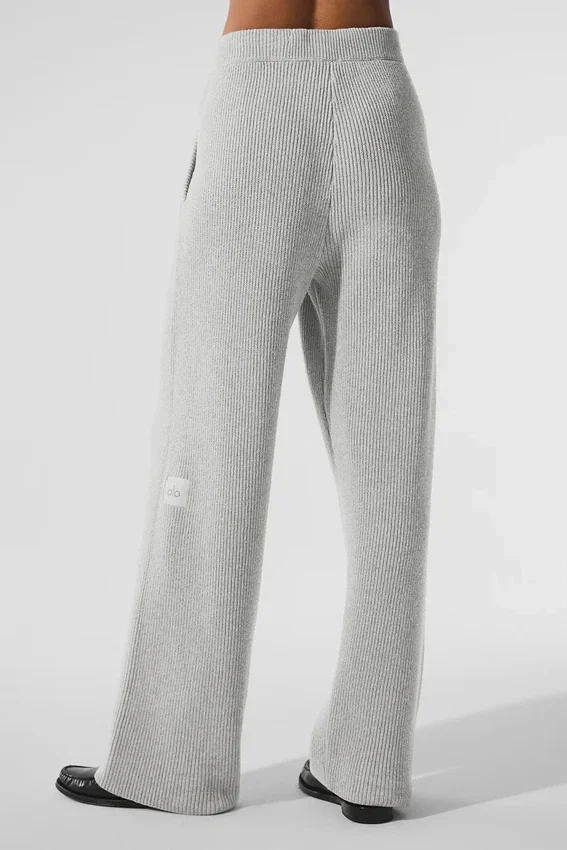 Pantaloni della tuta Domain in maglia a coste - Grigio melange sportivo