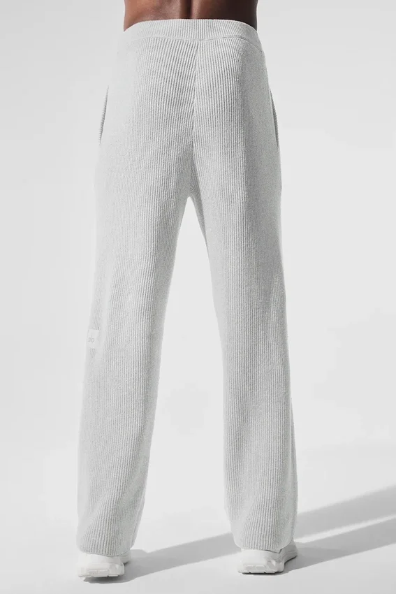 Pantaloni della tuta Domain in maglia a coste - Grigio melange sportivo