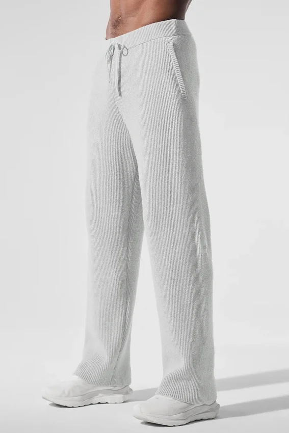 Pantaloni della tuta Domain in maglia a coste - Grigio melange sportivo